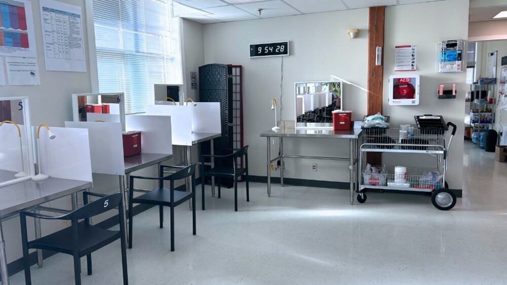 Part of the space dedicated for safe, supervised use of illegal drugs within Project Weber/RENEW’s new south Providence headquarters.
