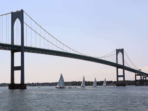The bridge links Newport and Jamestown